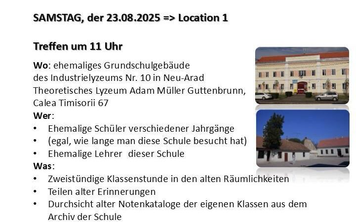 Treffen ehemaliger Schüler der Neu-Arader Schule am 23.08.25